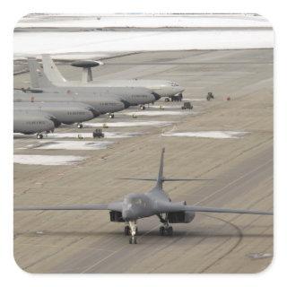 A B-1B Lancer arrives at Eielson Air Force Base Square Sticker