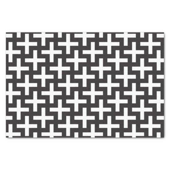 A b&w patterns made with 'plus' sign tissue paper