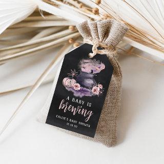 A Baby Is Brewing | Cute Halloween Baby Shower Gift Tags