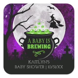 A Baby Is Brewing Halloween Baby Shower Square Sticker