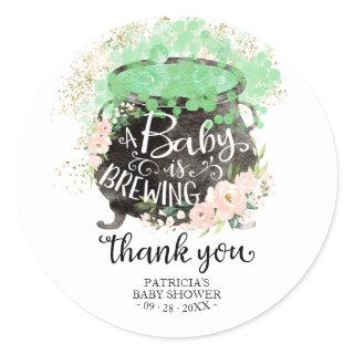 A Baby Is Brewing Halloween Baby Shower Thank You Classic Round Sticker