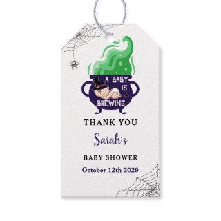 A Baby Is Brewing Halloween Witch Baby Shower Gift Tags