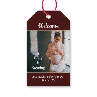 A Baby Is Brewing Photo Shower Party Personalize  Gift Tags