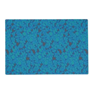A blue  with a creative arts pattern placemat