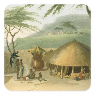 A Boosh-Wannah Hut, plate 7 from 'African Scenery Square Sticker