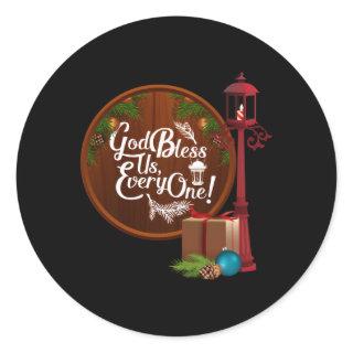 A Carol Charles Dickens God Bless Us Everyone Lamp Classic Round Sticker