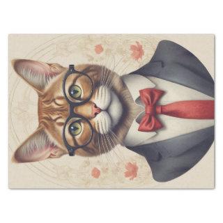 A Cat in Spectacles Decoupage Paper