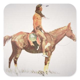 A Cheyenne Brave, 1901 (colour litho) Square Sticker