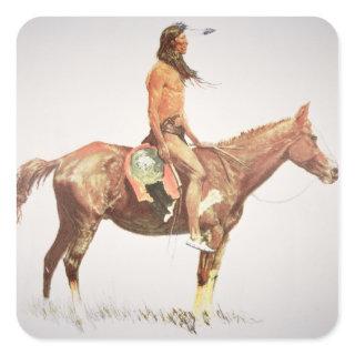 A Cheyenne Brave, 1901 (colour litho) Square Sticker