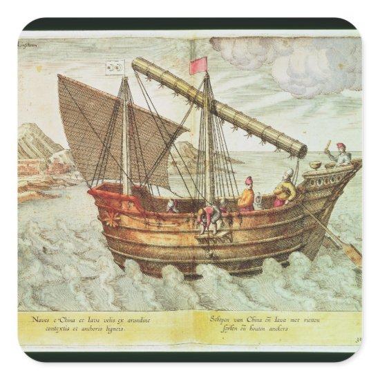 A Chinese Junk Square Sticker
