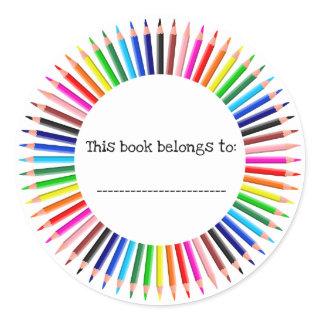A Circle of Pencil Crayons Classic Round Sticker