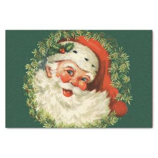 A Close-up of a Happy Santa Claus in an Ivy Frame Tissue Paper