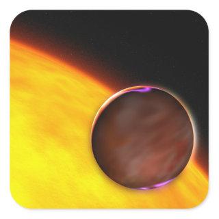 A close-up of an extrasolar planet square sticker