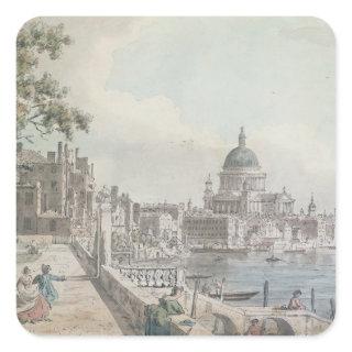 A copy of part of a drawing by Canaletto, of St. P Square Sticker