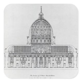 A cross-section of St. Peter's, Rome Square Sticker