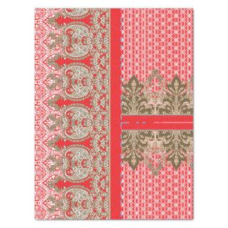 a cross stitch pattern with a red border tissue paper