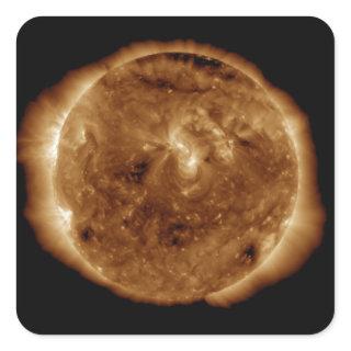 A dark rift in the sun's atmosphere square sticker