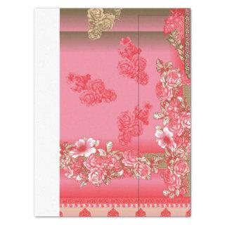 a design of a pink and gold background with a red  tissue paper