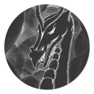 A dragon in smoke (black) classic round sticker