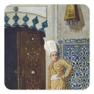 A eunuch before the door of the harem square sticker