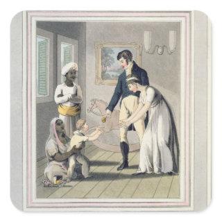 A European Lady and her Family, attended by an Aya Square Sticker