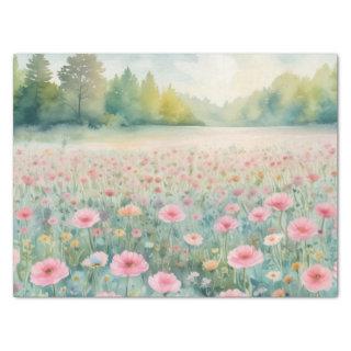 : A Field of Wild Flowers in watercolor decoupage Tissue Paper