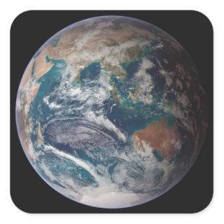 A full view of Earth showing global data Square Sticker