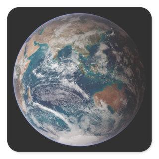 A full view of Earth showing global data Square Sticker