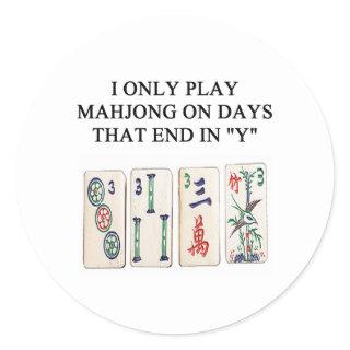 a funny mahjong design classic round sticker