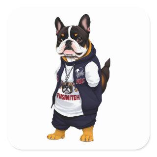 A gangster French bulldog named Max Square Sticker