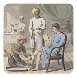 A Gentleman Dressing, attended by his Head Bearer, Square Sticker