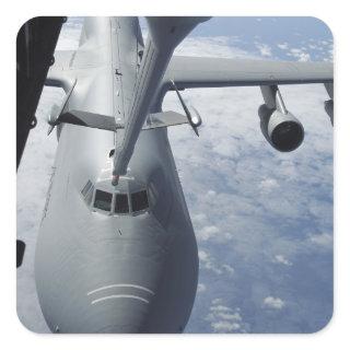 A KC-10 Extender prepares to refuel a C-5 Galax Square Sticker