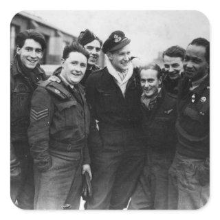 A Lancaster Bomber Crew Square Sticker