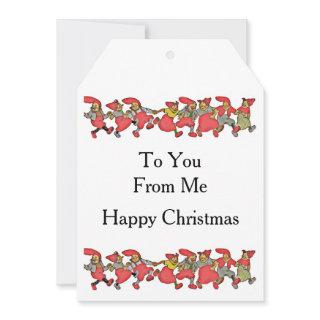 A Line of Dancing Gnomes Holiday Card