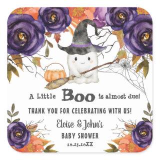 A Little Boo Cute Ghost Halloween Baby Shower Square Sticker