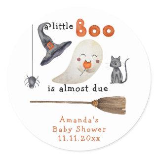 A little Boo is almost due Baby shower Classic Round Sticker