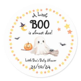 "A Little Boo is almost Due!" Classic Round Sticker