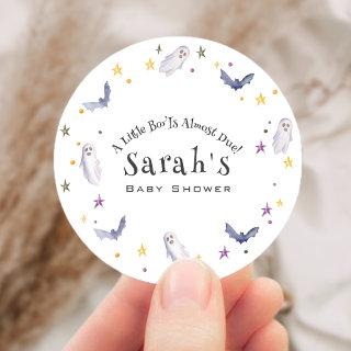A Little Boo Is Almost Due Halloween Baby Shower Classic Round Sticker