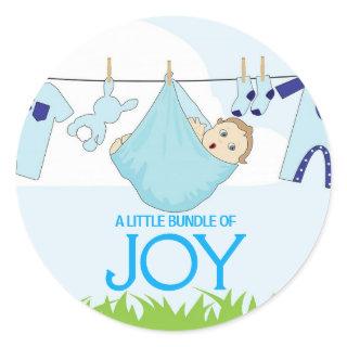 A Little Bundle of Joy | Typography Baby Shower Classic Round Sticker