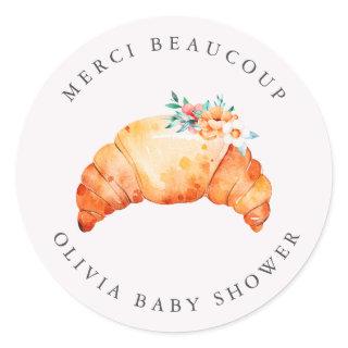 A Little Croissant Is On The Way Baby Shower Classic Round Sticker