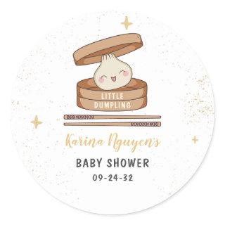 A Little Dumpling Baby Shower Classic Round Sticker