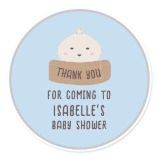 A little Dumpling Is On The Way Thank You  Classic Round Sticker