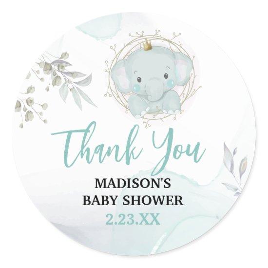 A Little Elephant Boy Baby Shower Classic Round Sticker