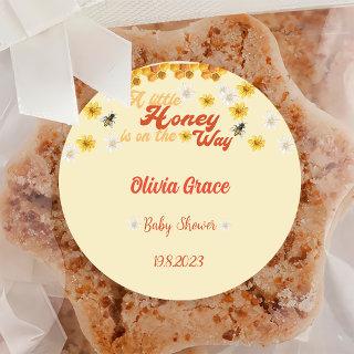 A Little Honey In On The Way  Baby Shower  Classic Round Sticker