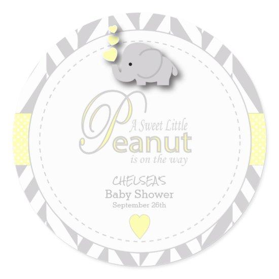 A Little Peanut Elephant Baby Shower Classic Round Sticker