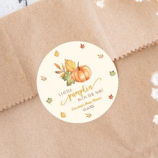 A Little Pumpkin Is On The Way! Baby Shower Classic Round Sticker