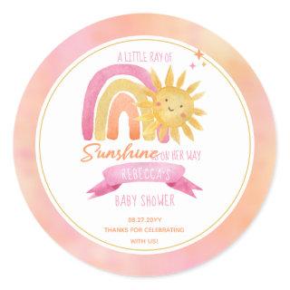 A Little Ray of Sunshine Girl Baby Shower Classic Round Sticker