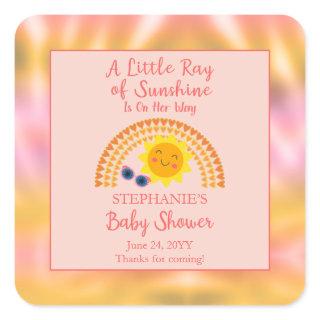 A Little Ray of Sunshine Girl Baby Shower  Square Sticker