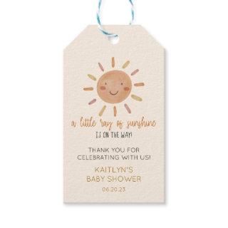 A Little Ray Of Sunshine Yellow Sun Baby Shower Gift Tags
