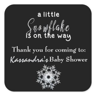 A Little Snowflake Is On The Way Baby Shower Square Sticker